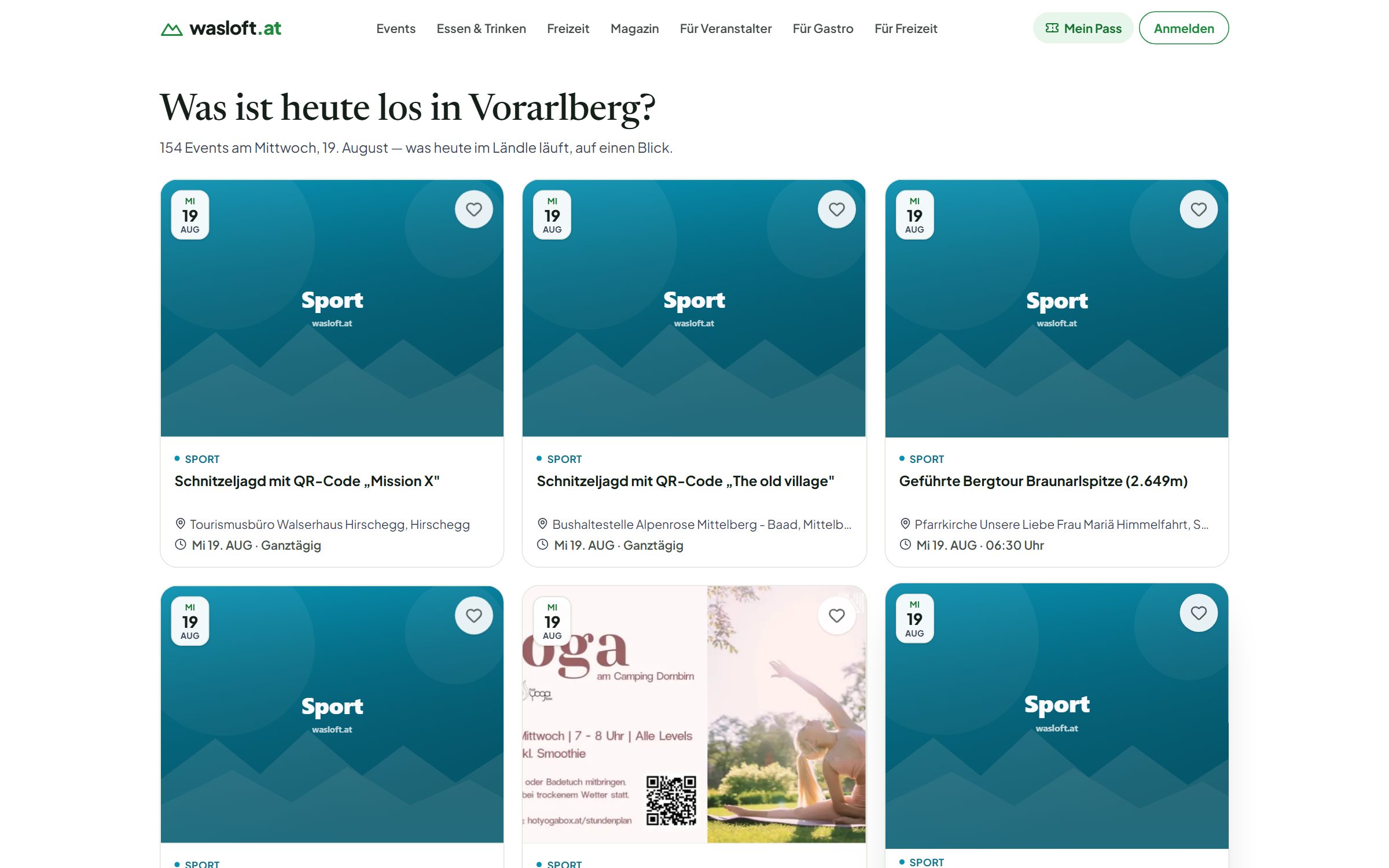 Tagesansicht mit den Veranstaltungen des aktuellen Tages